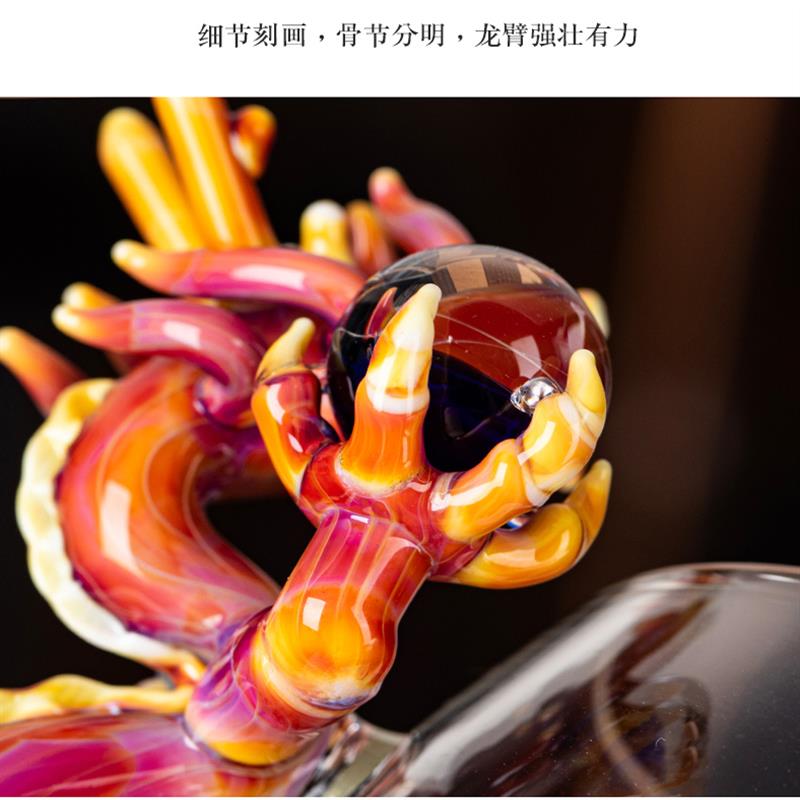 晶焱手工高端三代龙玻璃公道杯新款玻璃琉璃茶具赤龙把手送礼