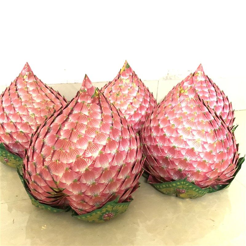 彩色印刷纸折叠特色手工艺品折纸品粉色桃子文化用品蓮花图案1个