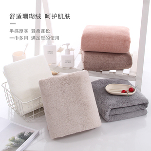 图强A类浴巾珊瑚绒婴儿童宝宝成人柔软吸水加大不易掉毛洗澡浴巾