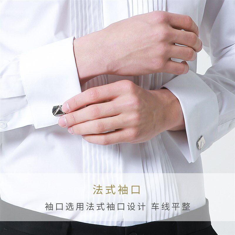 男士礼服法式衬衫领结衬衫燕子领宴会新郎伴郎结婚衬衣大合唱演出