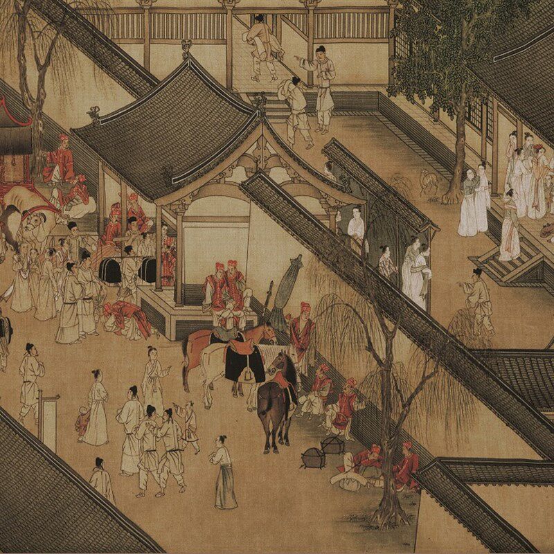 宋 佚名 胡茄十八拍图 传仇英摹本 工笔人物少数民族国画绢本长卷
