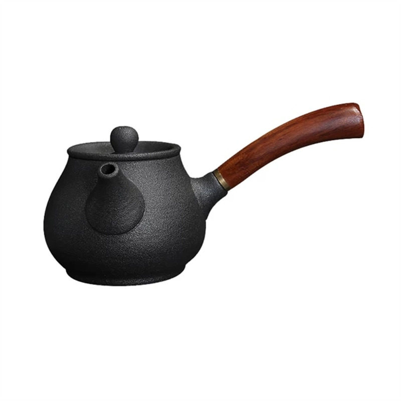 手工黑陶侧把壶功夫茶具套装粗陶茶壶陶瓷单壶整套陶壶泡茶器日式