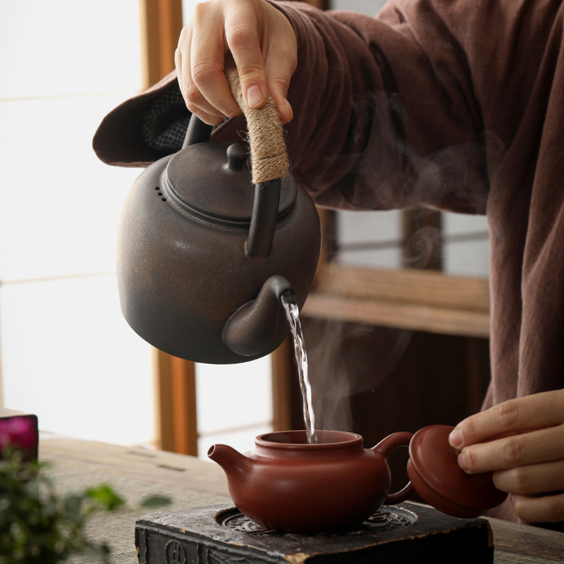 复古鎏金陶瓷暖茶器温 家用户外野外蜡烛酒炉烧水壶碳炉茶壶底座