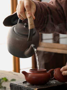 复古鎏金陶瓷暖茶器温 家用户外野外蜡烛酒炉烧水壶碳炉茶壶底座