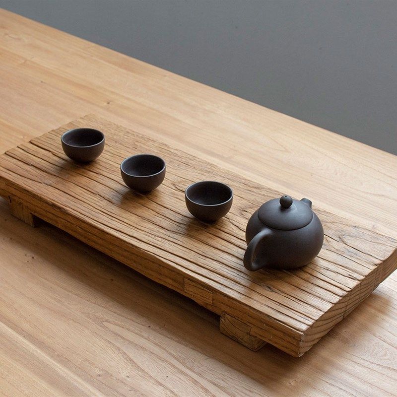 榆木茶具茶海长方形日式小茶海单层小号实木托盘茶盘茶托果盘
