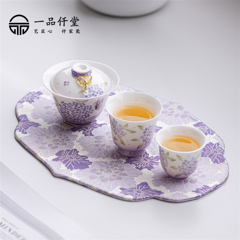 绣球花女士旅行茶具套装一壶二杯便携式户外露营盖碗茶杯伴手礼物