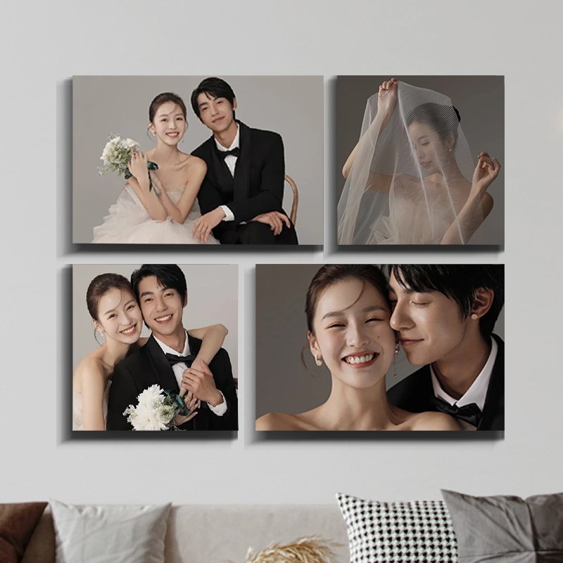 婚纱照相框挂墙影楼高端结婚照组合套装床头照无框照片墙相册定制