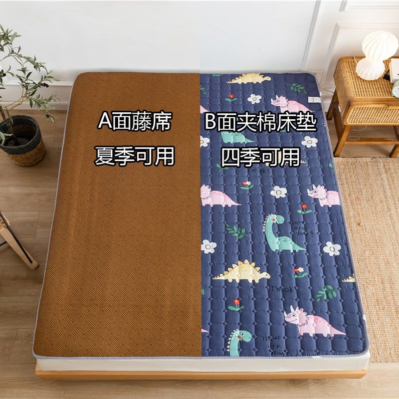 凉席床垫家用双两面藤席凉席冬夏季两用草席折叠学生宿舍单人软垫