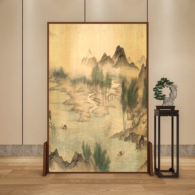 新中式禅意实木入户山水屏风隔断客厅可移动书房茶室家用装饰座屏