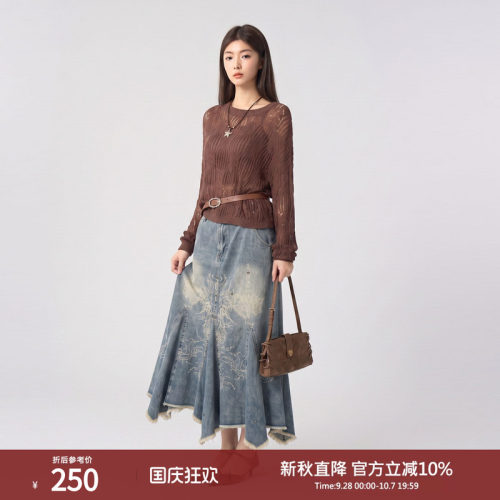 西町村屋复古流浪风牛仔裙女