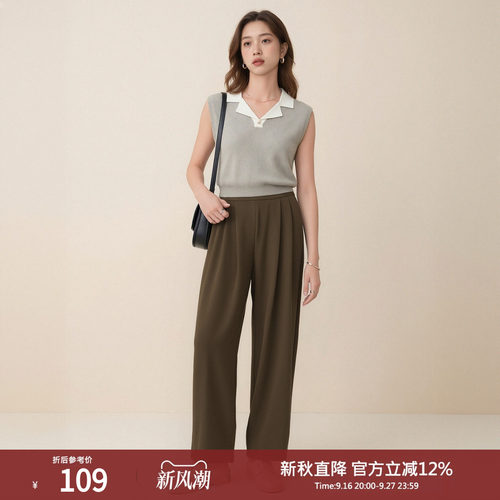 西町村屋外穿无袖背心女装春夏季新款复古气质翻领上衣HA9102004