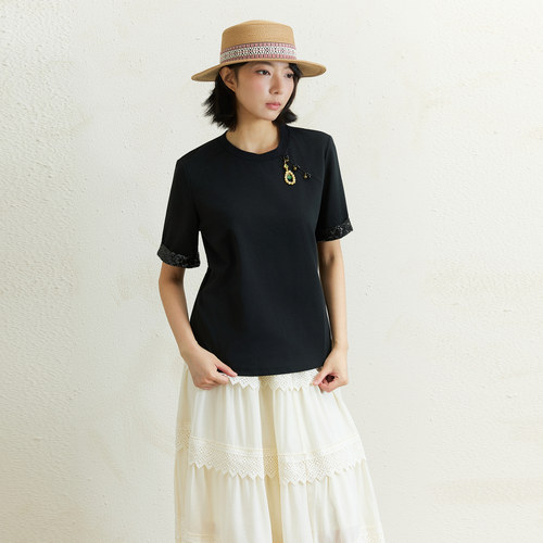 宅慧影西町村屋新中式短袖T恤女装夏季新款休闲宽松上衣ZB9106001