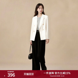 西町村屋肌理感丝麻便西女春新款桑蚕丝中长款西装外套HA9218001