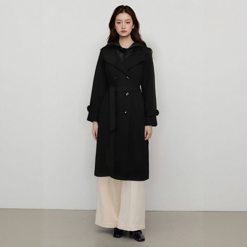 西町村屋真两件风衣式羽绒服女装秋冬新款气质长款外套XH9D10150
