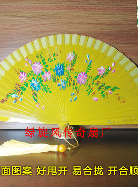 配旗袍西班牙扇子木质扇女款高档纯手绘工艺木扇中国风走秀用折扇