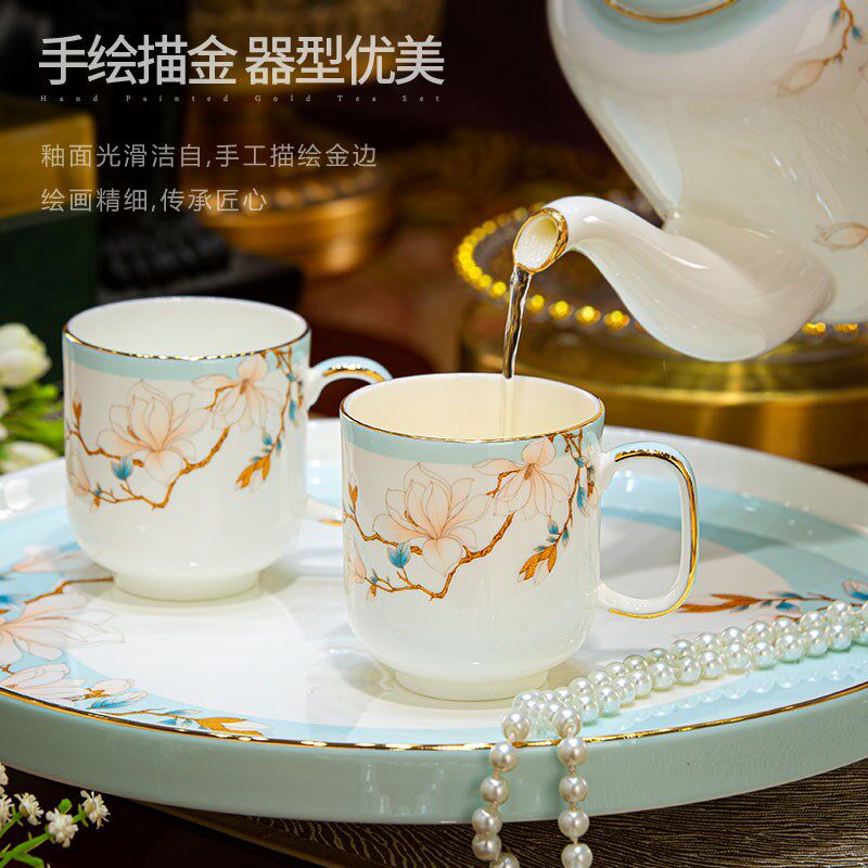 乔迁新居杯子套装景德镇陶瓷杯家用客厅待客水杯高级水具高档杯具