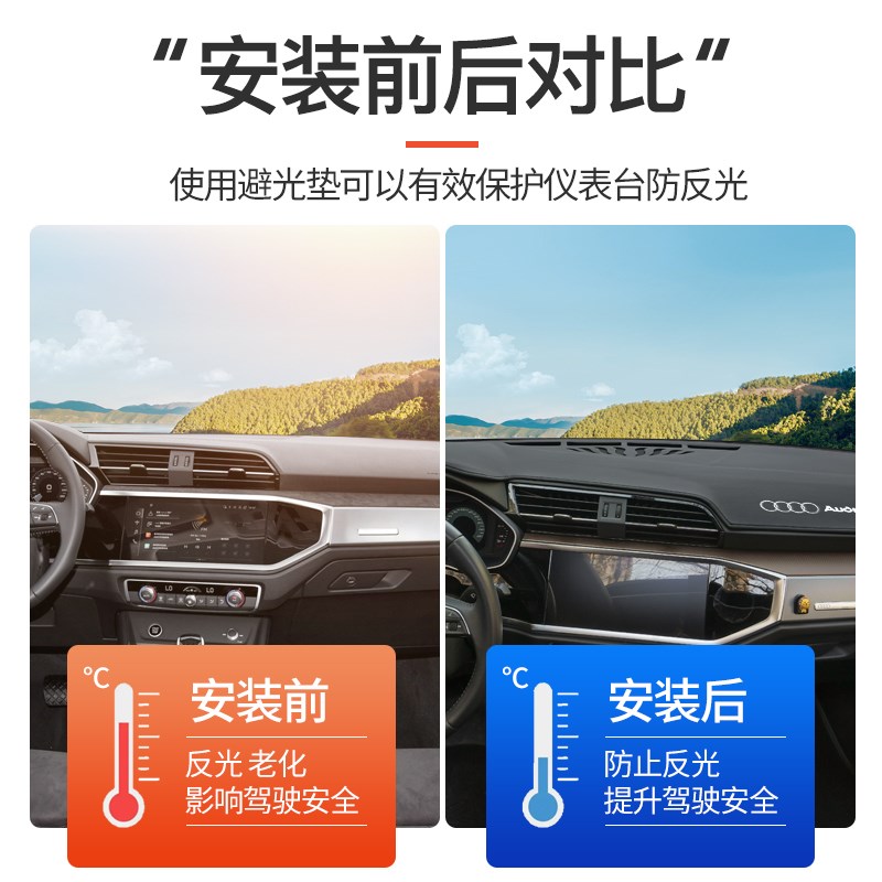 适用26款奥迪Q3中控台避光垫车内饰改装饰q3仪表盘遮阳防晒前台垫