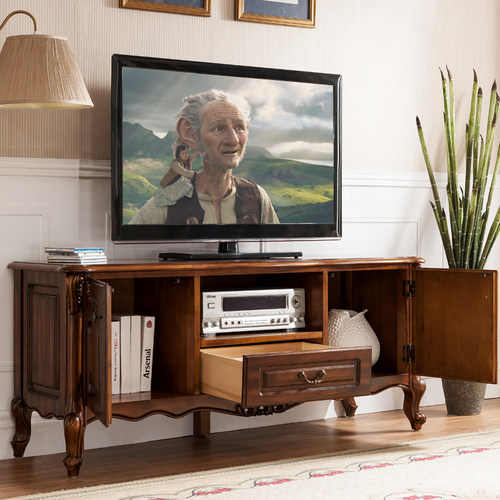 美式电视柜实木卧室高电视机柜子欧式1.5米小户型客厅全实木地柜