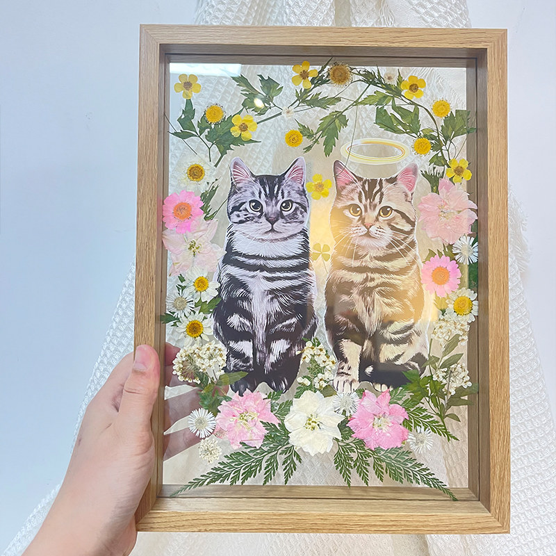 送宠物礼物纪念品定制品精致创意照片狗狗猫咪摆件订制压花相框