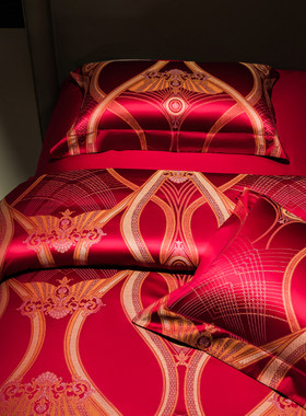 140支欧式婚庆四件套大红喜庆结婚新婚被套喜被婚房婚庆床上用品