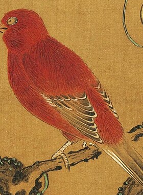 陆治久安大吉图 传统工笔花鸟画临摹范本 中式装饰画艺术绢布画心