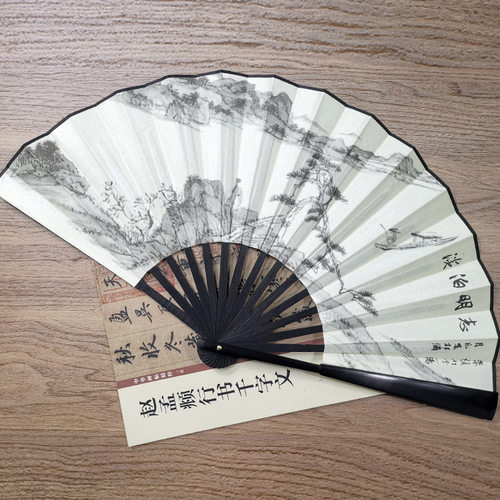 古风古画夏季扇子8寸10寸中国风绢布折扇男霸气随身折叠扇汉服扇