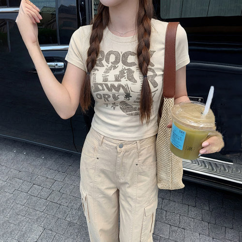 甜酷辣妹短袖t恤女上衣女