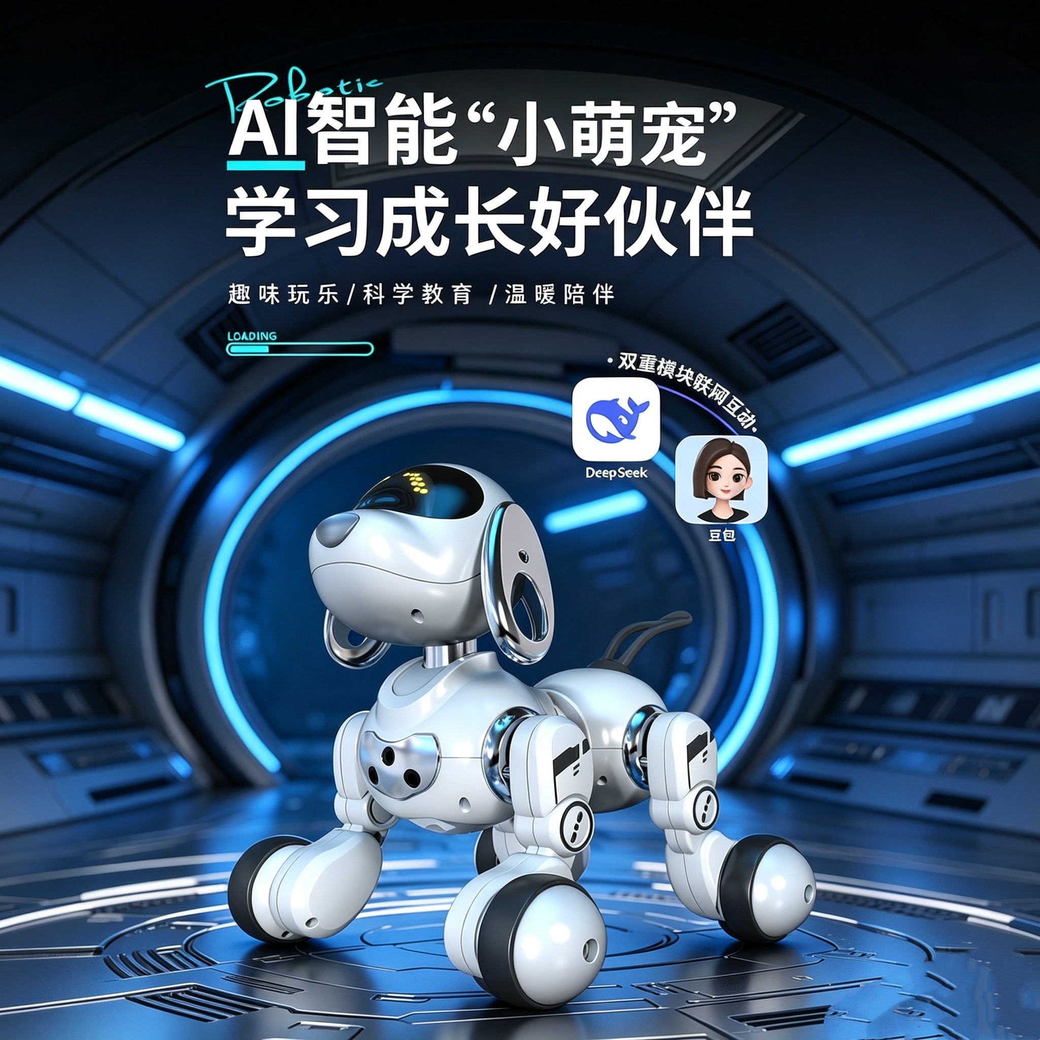 新款首发AI联网对话智能机器狗儿童早教玩具 遥控编程杜卡特