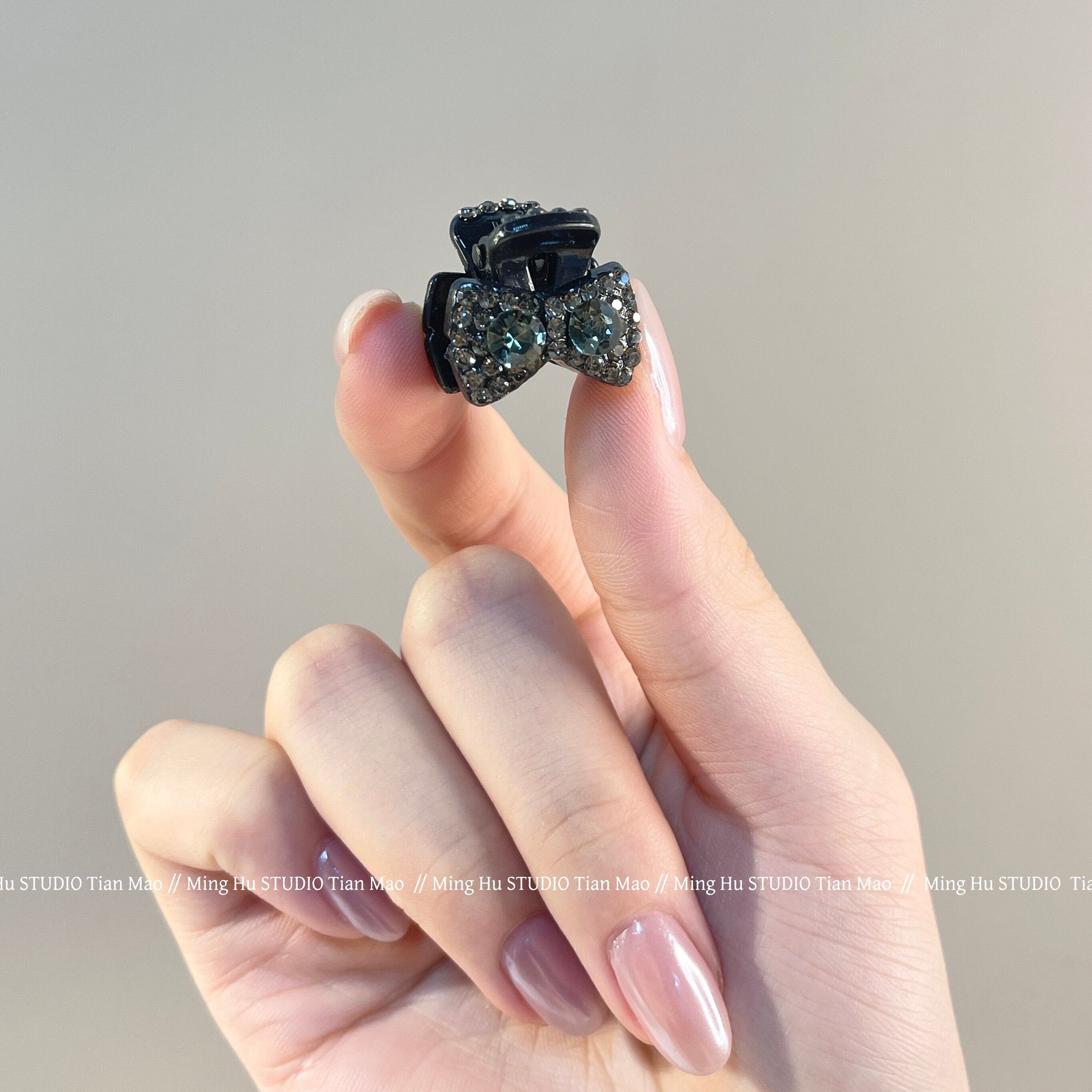 精致水钻蝴蝶结小抓夹发饰小号迷你刘海发夹女前额侧边夹子头饰女