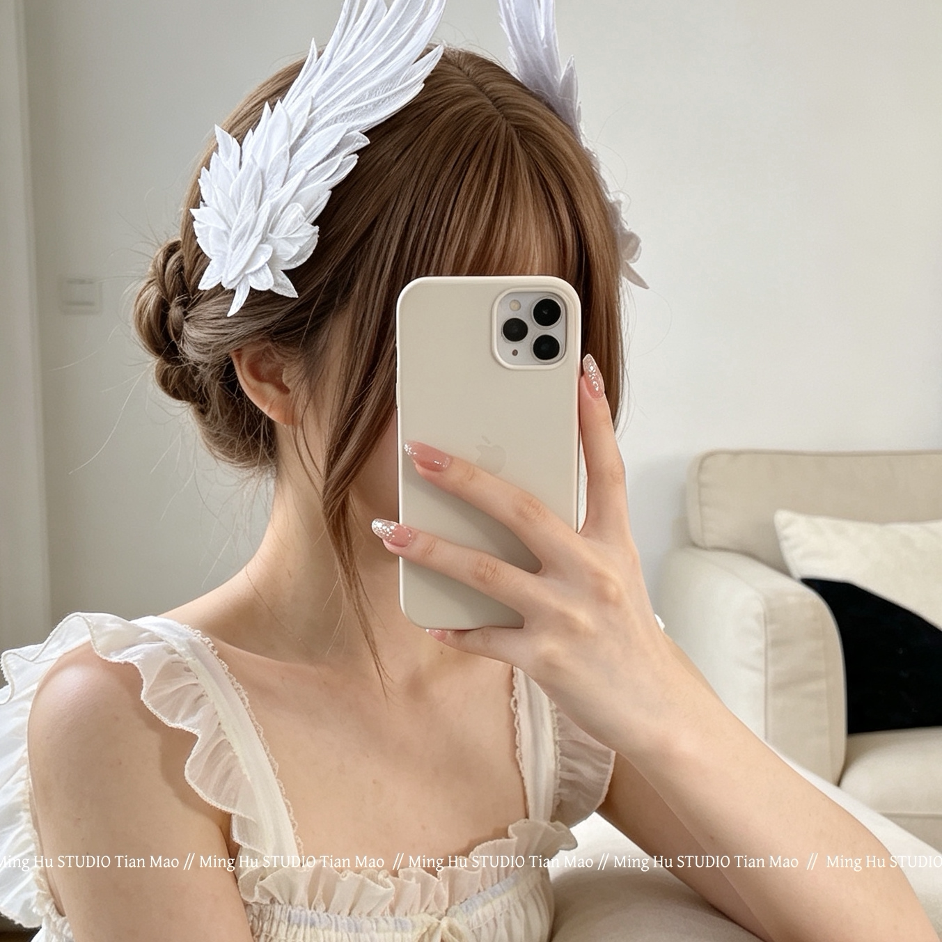 lolita哥特风羽毛发夹天使翅膀图片