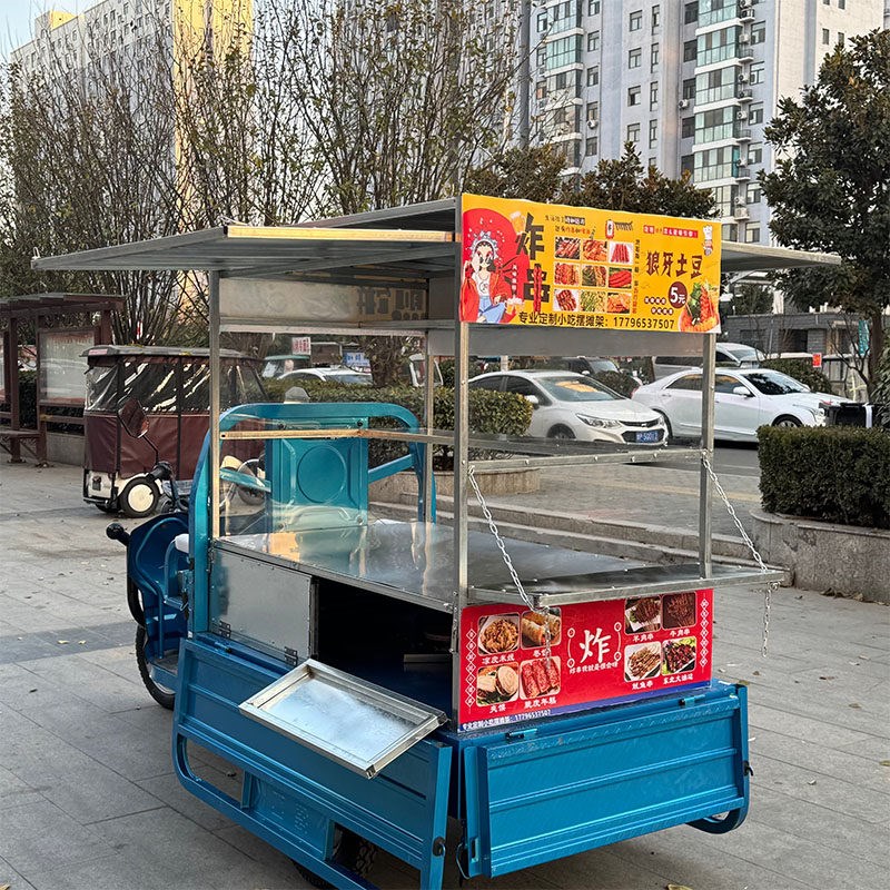 三轮车架子摆摊电动卤味不锈钢多功能展示架鸡蛋灌饼架铁板煎饼架