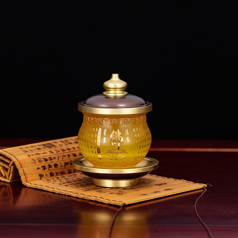 琉璃供水杯圣水杯供佛杯仙家财神杯供杯贡杯 玻璃净水杯 观音摆件