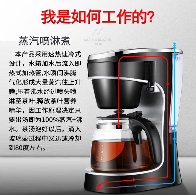 半个茶人煮茶器自动上水普洱黑茶煮茶壶全自动蒸汽喷淋式办公家用