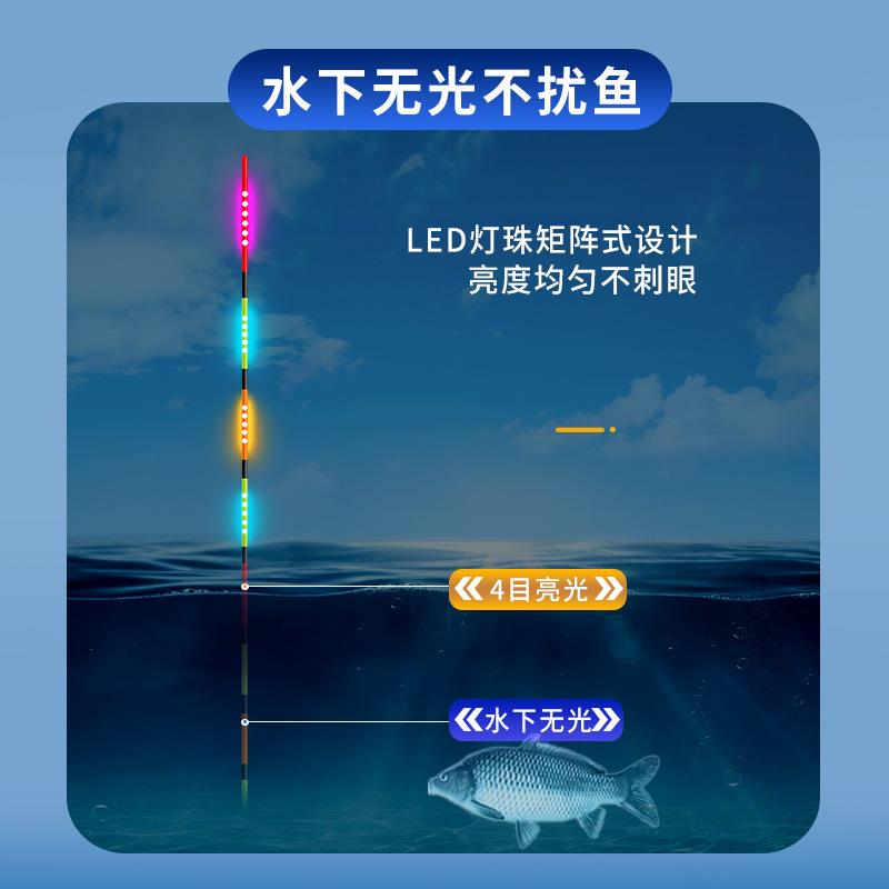 进口LED双面天地尾316咬钩变色高亮超细硬尾两用电子夜光漂鲫鱼漂