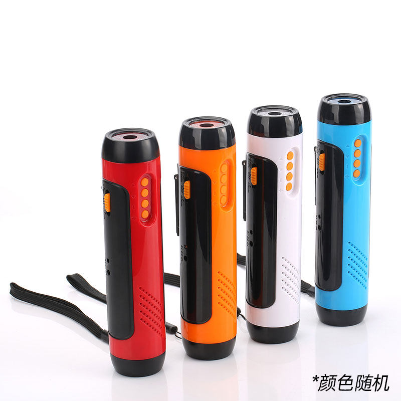 户外应急防灾手电筒手摇发电手机充电收音机多功能手电筒强光灯