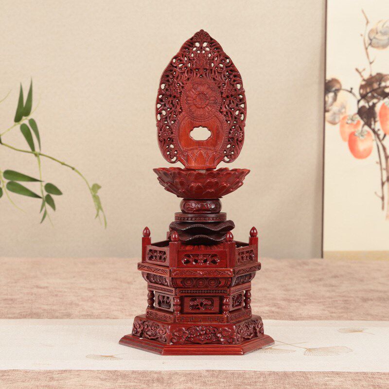 实木莲花底座观音菩萨供佛供奉佛龛神像须弥座莲花台托架佛像加高