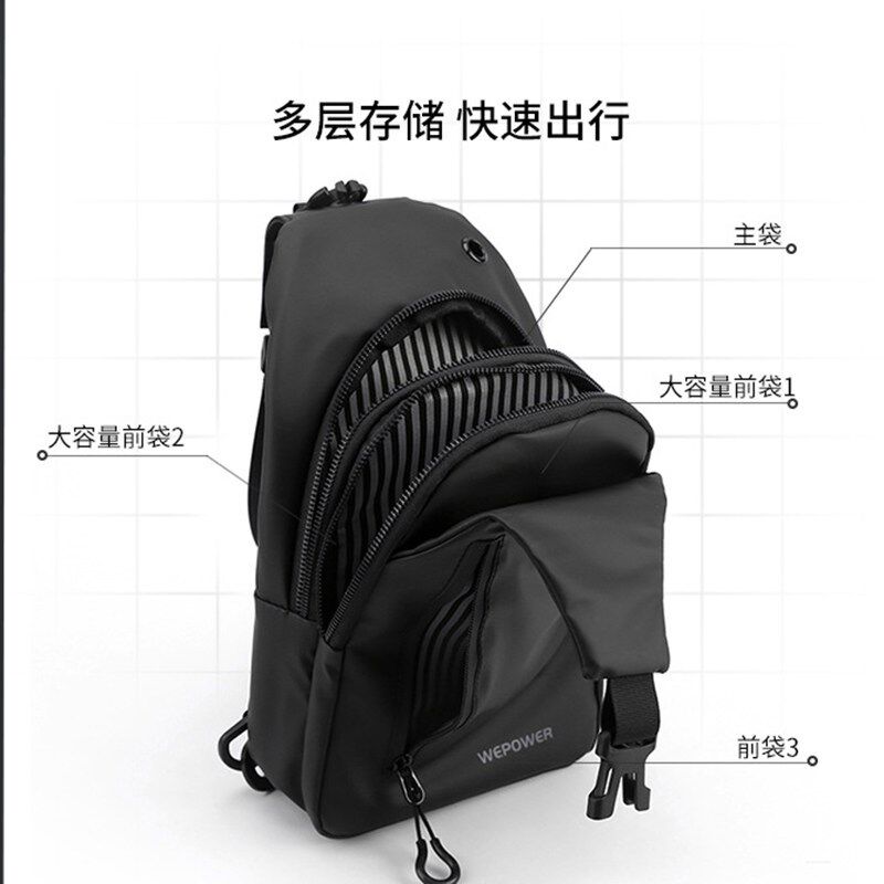 斜挎包男款胸包2025新款男士单肩中年黑牛津布多层挎包机车小背包