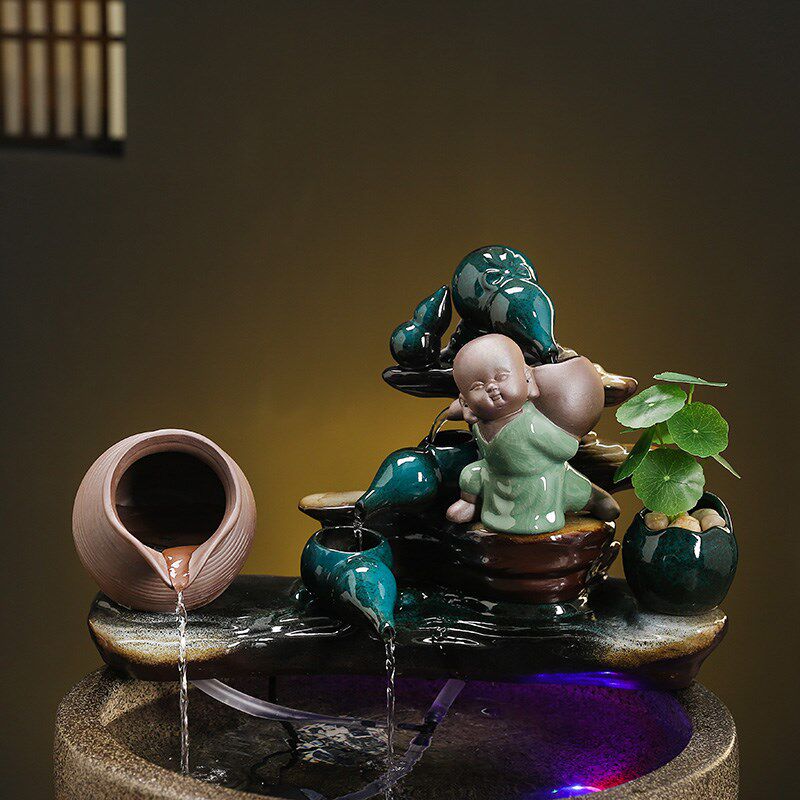 流水摆件搭配各种鱼缸金鱼缸玻璃缸陶罐缸石槽循环系统流水器增氧