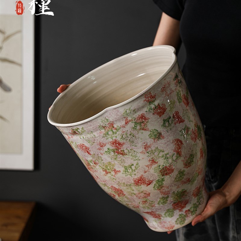 景德镇花盆大型无障碍豪华高端陶瓷花瓶客厅插花酒店大直径兰花花