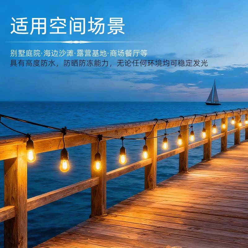 户外高亮灯串防水灯泡彩灯露营氛围灯节日装饰灯庭院布置圣诞挂灯