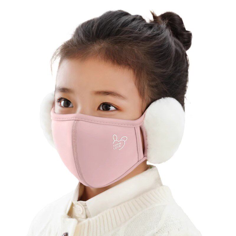 儿童冬季保暖口罩女孩男童宝宝防寒护耳朵加绒加厚电动车面罩耳罩