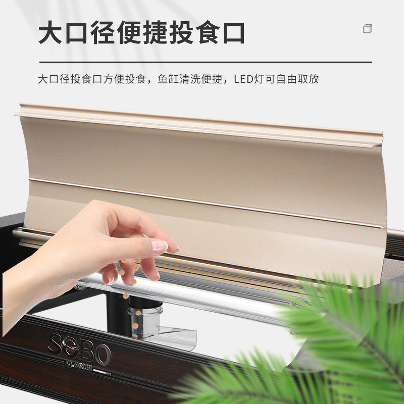 松宝鱼缸60cm80公分中小型一米大型热弯高清家用客厅金鱼缸带地柜