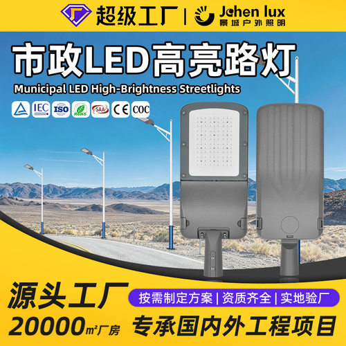 LED户外路灯50W100W200W多瓦数防水市政工程道路照明市电路灯头