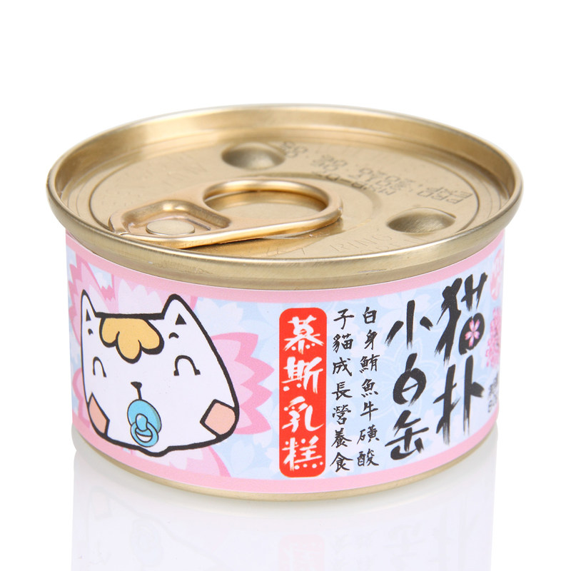 猫扑小白缶慕斯奶糕猫罐头80g*6罐幼猫零食鸡肉鲔鱼英短折耳通用
