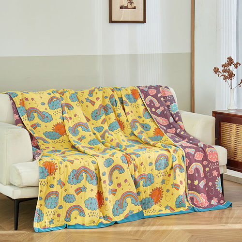 竹纤维毛巾被A类四层双面色织竹棉纱布盖毯子空调毯凉感夏凉被子