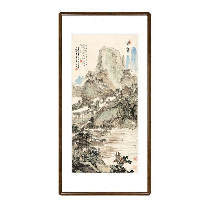 傅抱石山水画万松山馆图客厅装饰画书房茶室玄关壁画走廊过道挂画