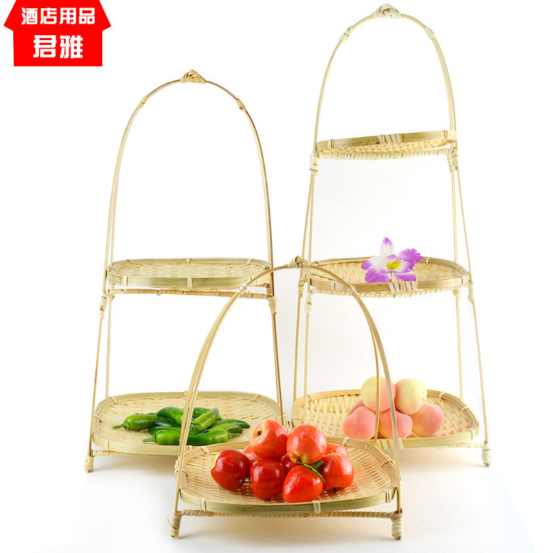 迷你竹编小筐 竹编层架 特色竹编晾晒筐 创意竹编餐厅 装饰收纳筐