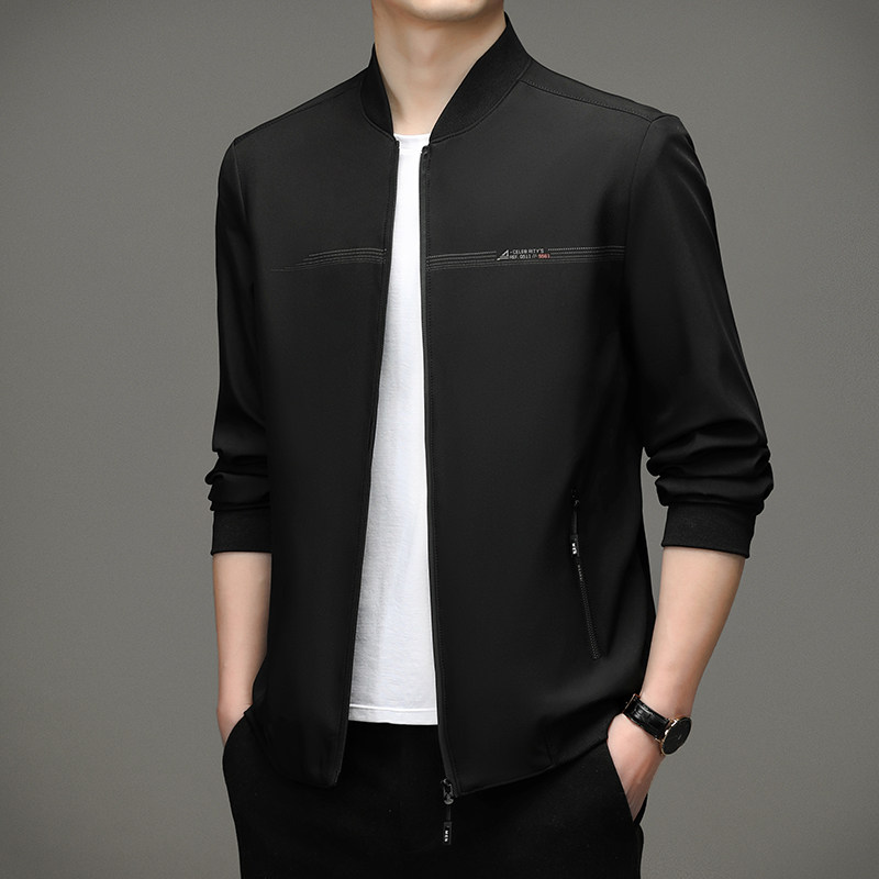 爸爸外套春秋季薄款中老年男士夹克衫2023年新款中年人春装上衣服