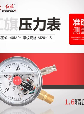 红旗仪表径向抗震磁助式电接点压力表YTNXC-100耐震电接点压力表