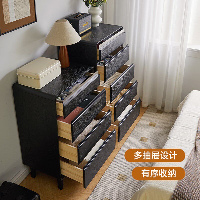 实木斗柜卧室收纳柜客厅靠墙储物柜意式极简抽屉柜床头收纳五斗柜